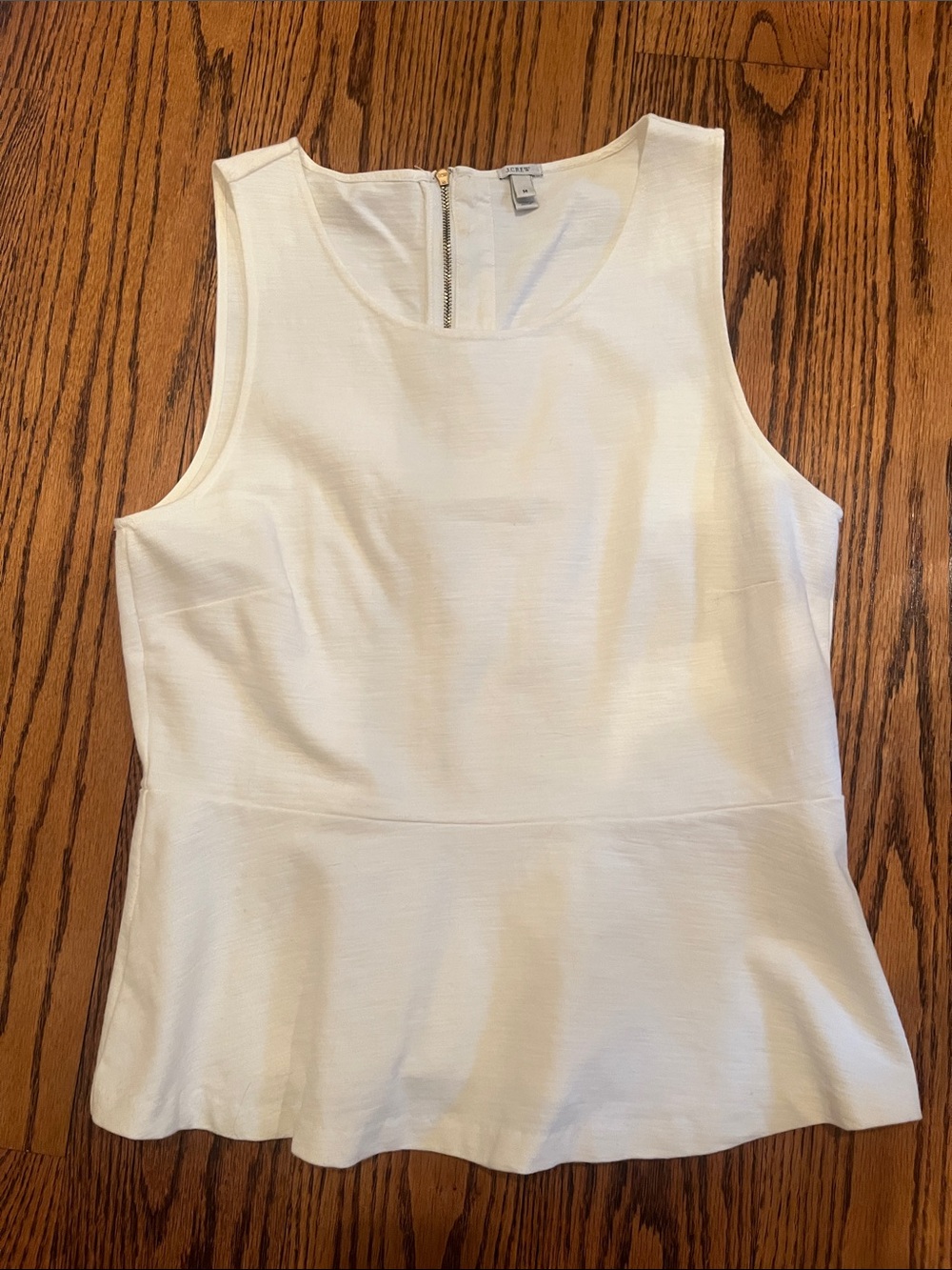 J. Crew Ivory Sleeveless Peplum Top